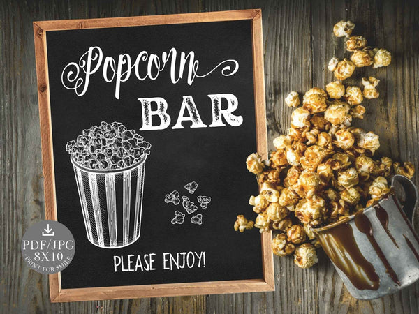 Popcorn Bar Sign PRINTABLE Graduation Chalkboard popcorn-bar-sign-printable-graduation-chalkboard