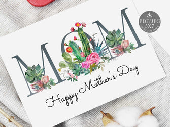 mothers day  card succulents printable