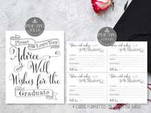 Graduation Advice And Wishes Cards Sign PRINTABLE Party Decorations