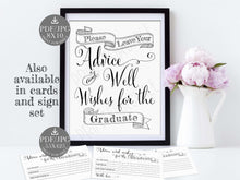 Graduation Advice Cards Wishes PRINTABLE Party Decorations