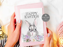 Easter Printable Card Happy Bunny Floral For Wife Kids Daughter Mom Girlfriend