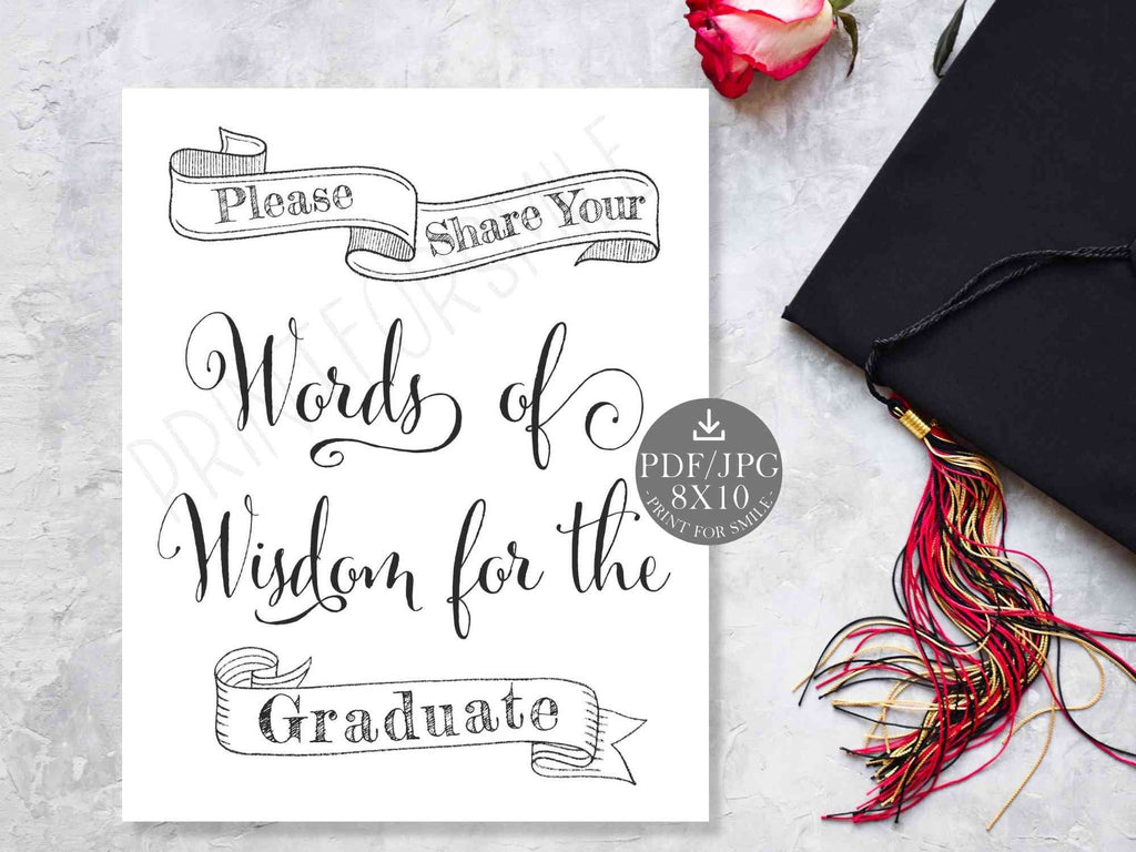 Graduation Words Of Wisdom Cards Sign PRINTABLE Graduation Words Of Wisdom Cards Sign PRINTABLE