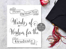 Graduation Words Of Wisdom Cards Sign PRINTABLE Party Decorations