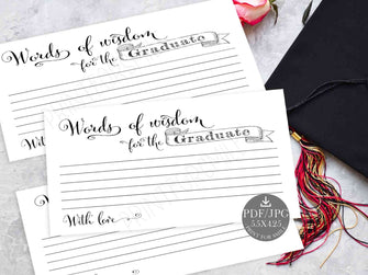 Words Of Wisdom Cards Graduation PRINTABLE