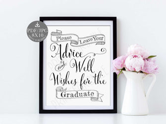 Advice And Well Wishes For The Graduate Sign Graduation Party Decorations PRINTABLE