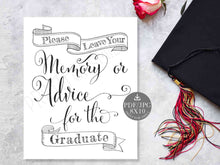 Graduation Memory Or Advice Cards Sign PRINTABLE Party Decorations