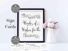 Graduation Words Of Wisdom Cards Sign PRINTABLE Party Decorations