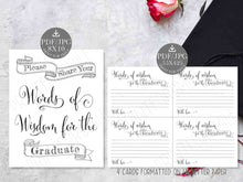 Graduation Words Of Wisdom Cards Sign PRINTABLE 