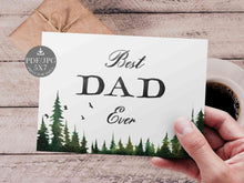 Best Dad Ever Watercolor Fathers Day Card Forest Printable