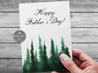 Happy Fathers Day Card Watercolor Printable