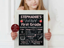 Girl PRINTABLE First Day Of School Sign Editable PDF Template