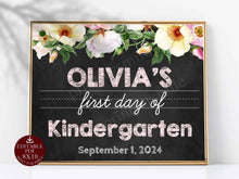 editable printable loral first day of school sign pdf template