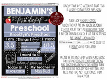 PRINTABLE First Day Of School Sign Editable PDF Template