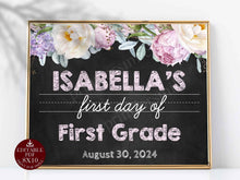 Floral first day of school sign editable