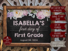 Floral editable first day of school sign