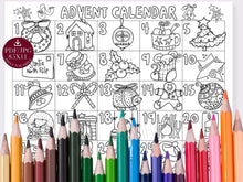 Coloring Christmas Advent Calendar PRINTABLE Page Countdown