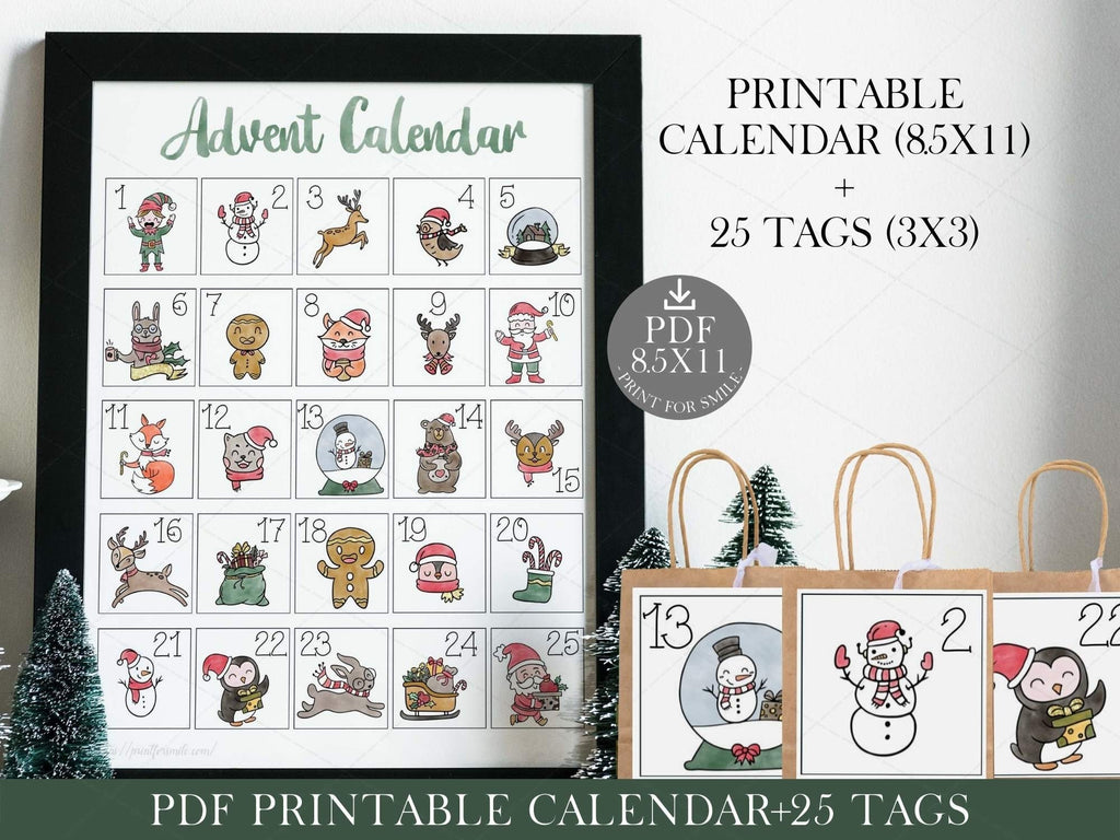 Advent Calendar PRINTABLE For Kids Numbers