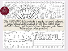 Thanksgiving Placemat PRINTABLE Coloring