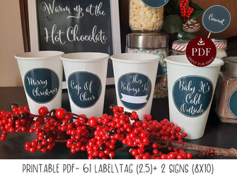 Hot Chocolate Bar Labels Sign PRINTABLE Tags