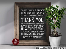 Graduation Thank You Sign PRINTABLE Chalkboard Sign