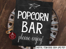 Graduation Popcorn Bar Sign PRINTABLE Chalkboard