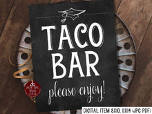 Graduation Taco Bar Sign PRINTABLE Chalkboard