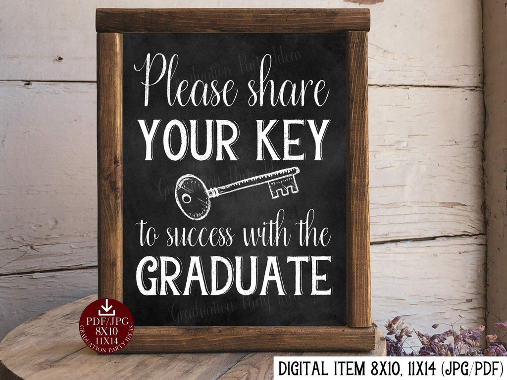 Please Share Your Key To Success With The Graduate Sign PRINTABLE Chal