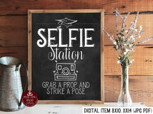 Graduation Selfie Station Sign PRINTABLE Grab A Prop And Strike A Pose Chalkboard