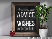 Please Leave Your Advice And Well Wishes For The Graduate Sign PRINTABLE Chalkboard Sign