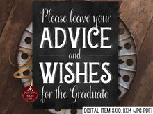 Please Leave Your Advice And Well Wishes For The Graduate Sign PRINTABLE Chalkboard Sign