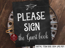 Please Sign The Guest Book Sign Graduation PRINTABLE Chalkboard