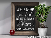 We Know You Would Be Here Today If Heaven Wasn't So Far Away Sign PRINTABLE Chalkboard