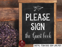 Please Sign The Guest Book Sign Graduation PRINTABLE Chalkboard