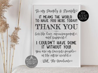 Graduation Thank You Sign Guests PRINTABLE