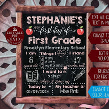 Girl PRINTABLE First Day Of School Sign Editable PDF Template