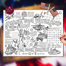 Veterans Day Placemat Coloring Page PRINTABLE