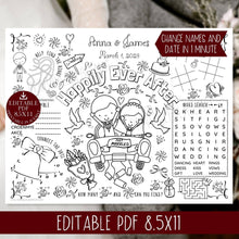 Kids wedding placemat printable editable